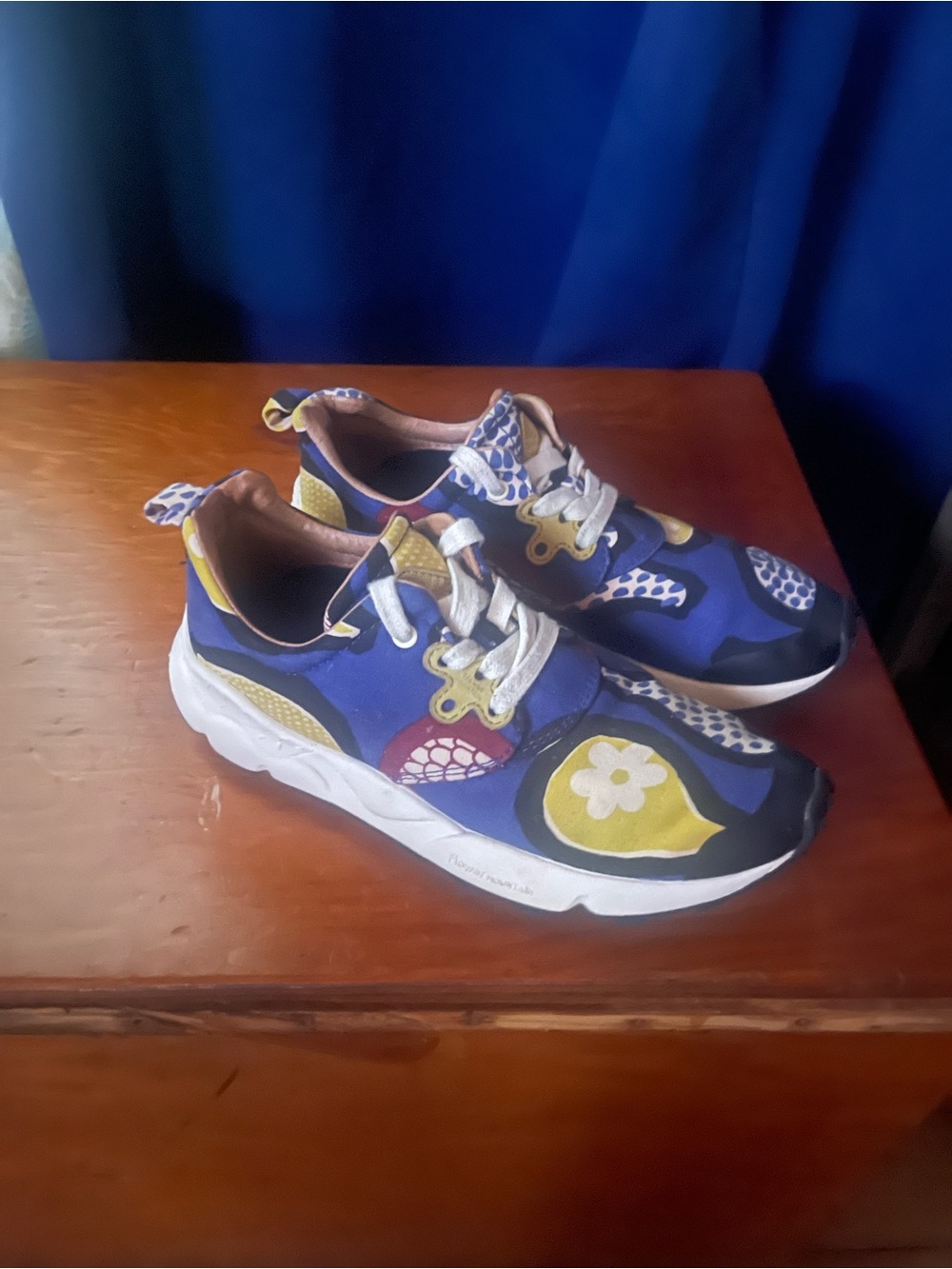 Free People Blue, Yellow & White Patterned Athletic Sneakers
